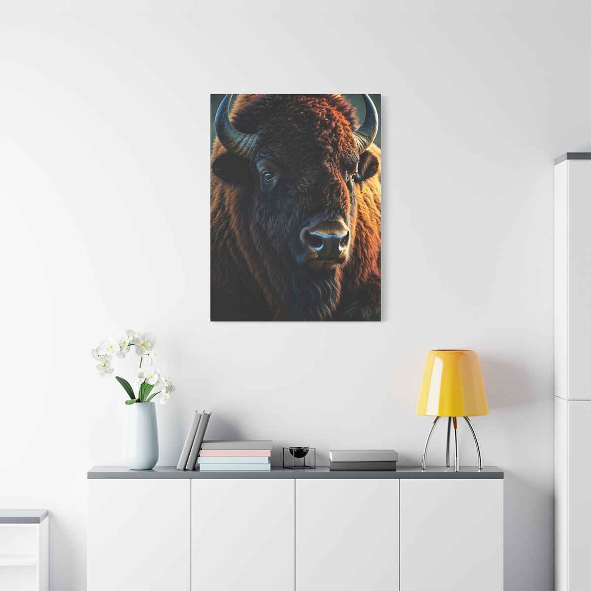 Cinematic Three-Quarter Angle American Bison Portrait Wall Art & Canvas Print