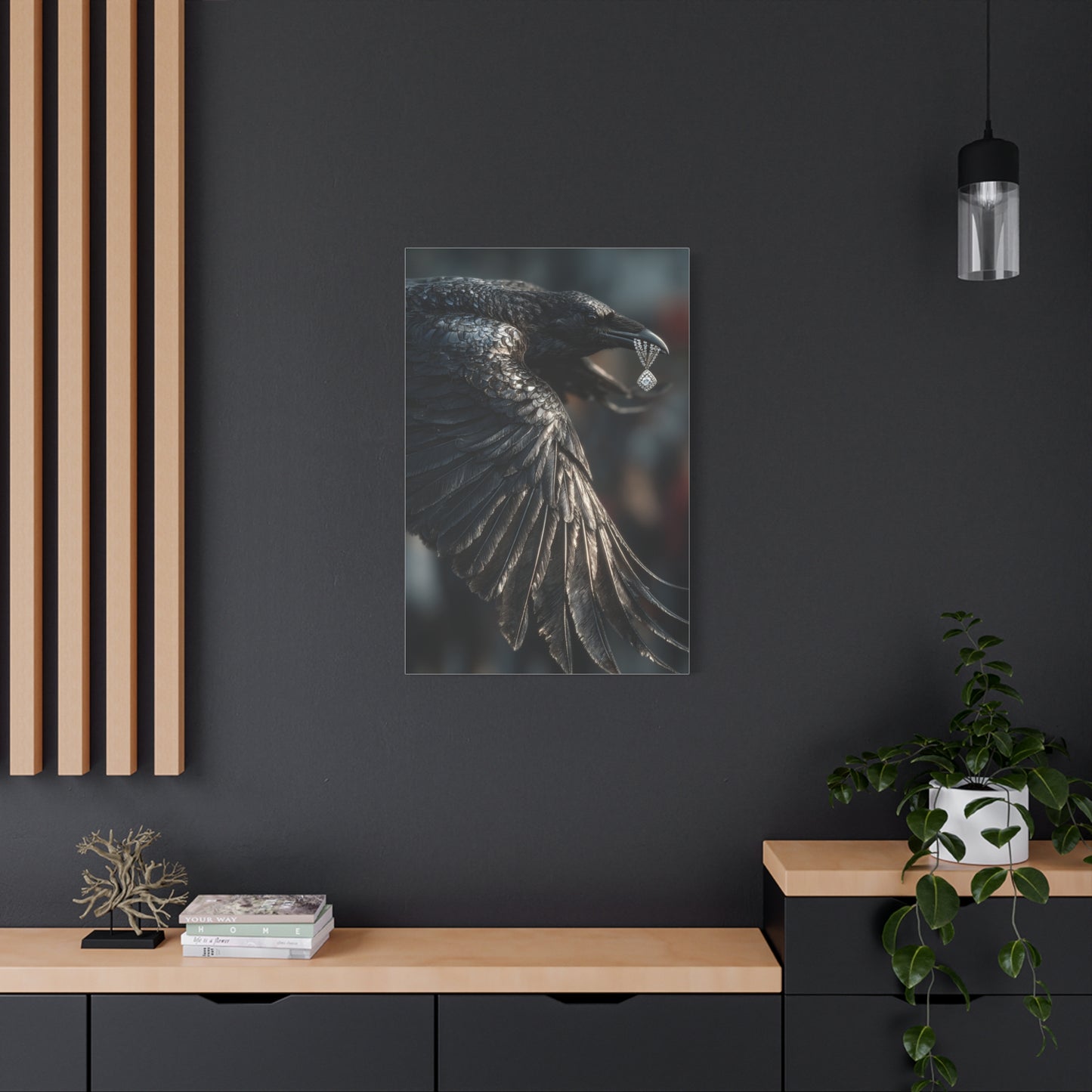 Crow Stealing Diamond Earring Wall Art & Canvas Print