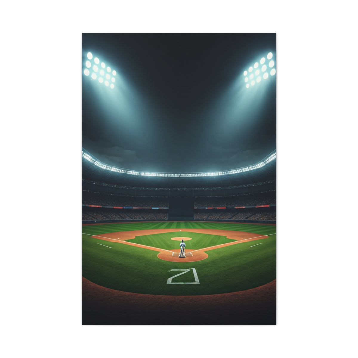 Night Baseball Stadium Lights Wide Scene Wall Art & Canvas Prints