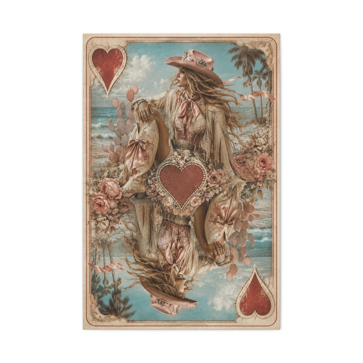 Coastal Cowgirl Playing Card Portrait Wall Art & Canvas Print