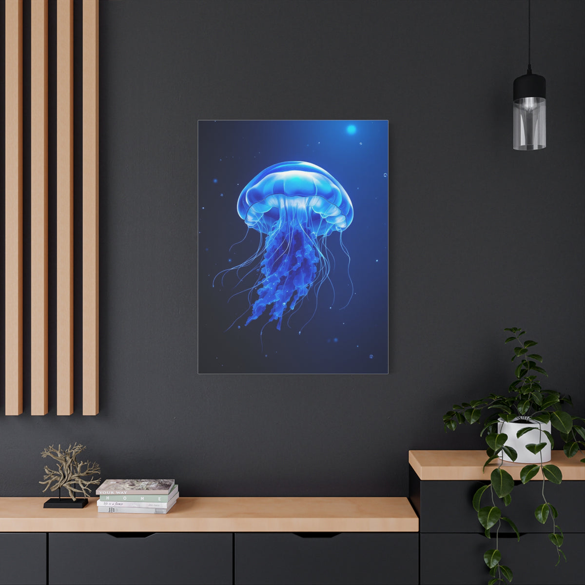 Glowing Jellyfish in Midnight Blue Waters Wall Art & Canvas Prints