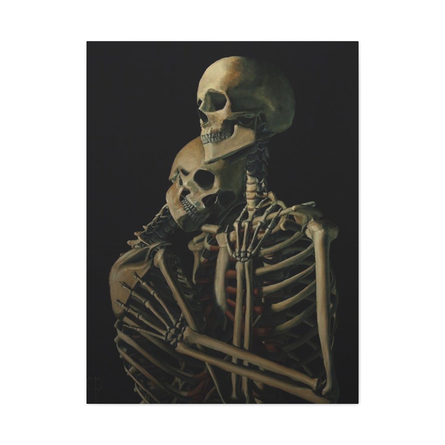 Skeleton Couple Hugging Wall Art & Canvas Prints