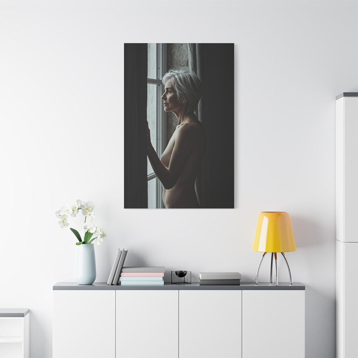 Mature Window Light Nude Study Wall Art & Canvas Print