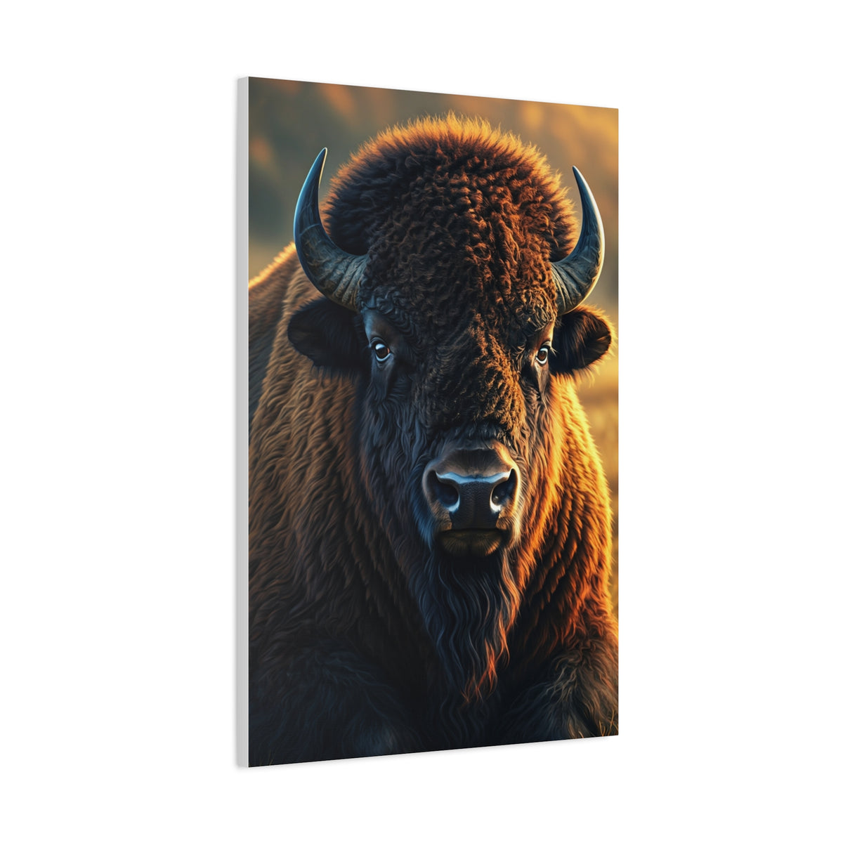 Warm Copper-Toned American Bison Portrait Wall Art & Canvas Print