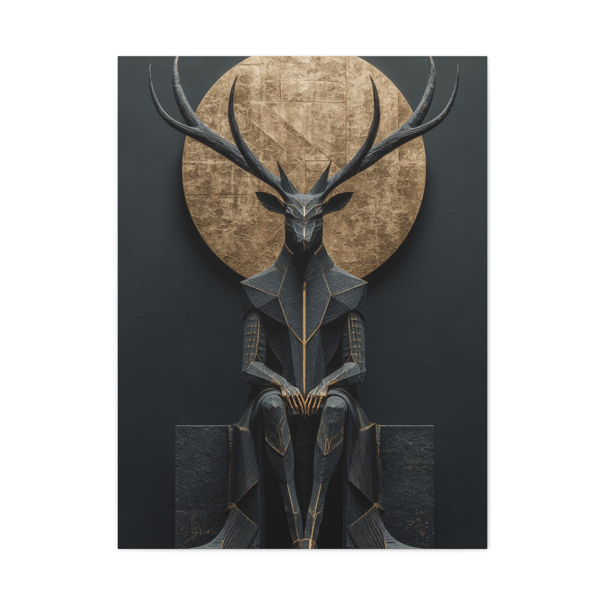 Art Deco Golden Halo Stag Wall Art & Canvas Print