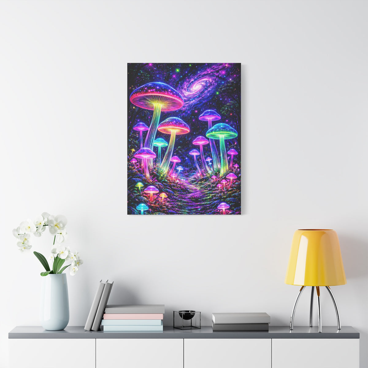 UV-Reactive Psychedelic Mushroom Forest Wall Art & Canvas Print