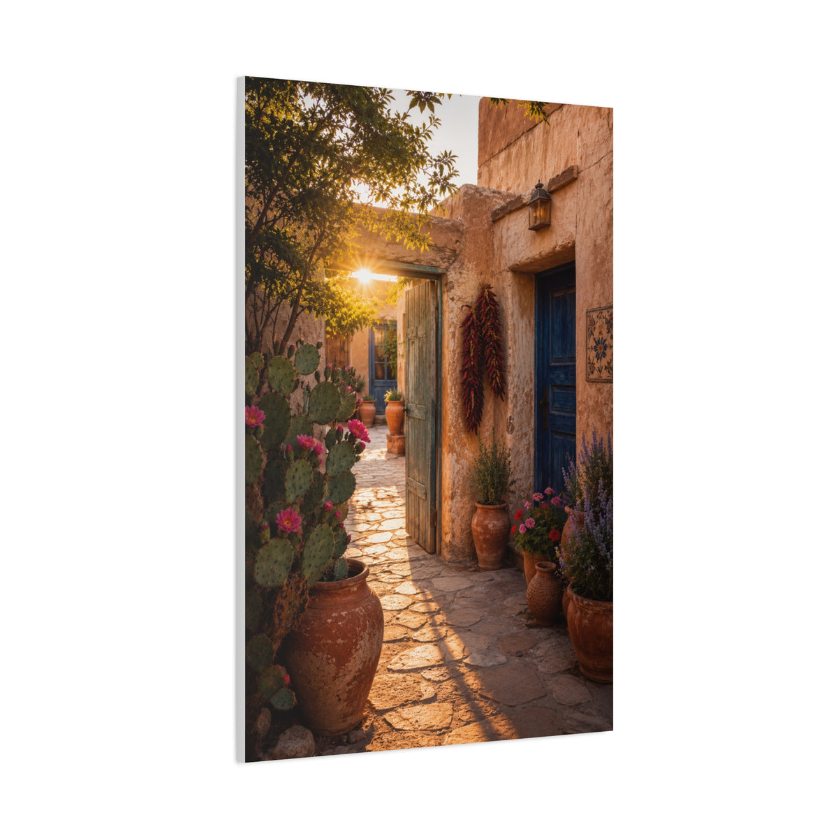Santa Fe Adobe Courtyard Southwest Wall Art & Canvas Print