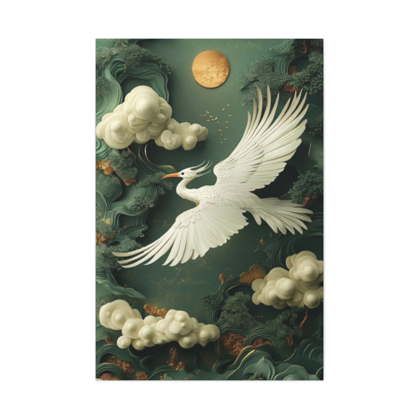 Herons & Moon Drawing Wall Art & Canvas Prints