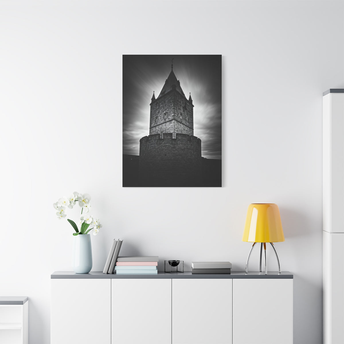 Gothic Fortress Tower Under Dramatic Skies Wall Art & Canvas Prints