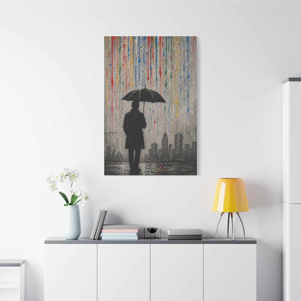 Urban Rain Umbrella Street Art Wall Art & Canvas Print