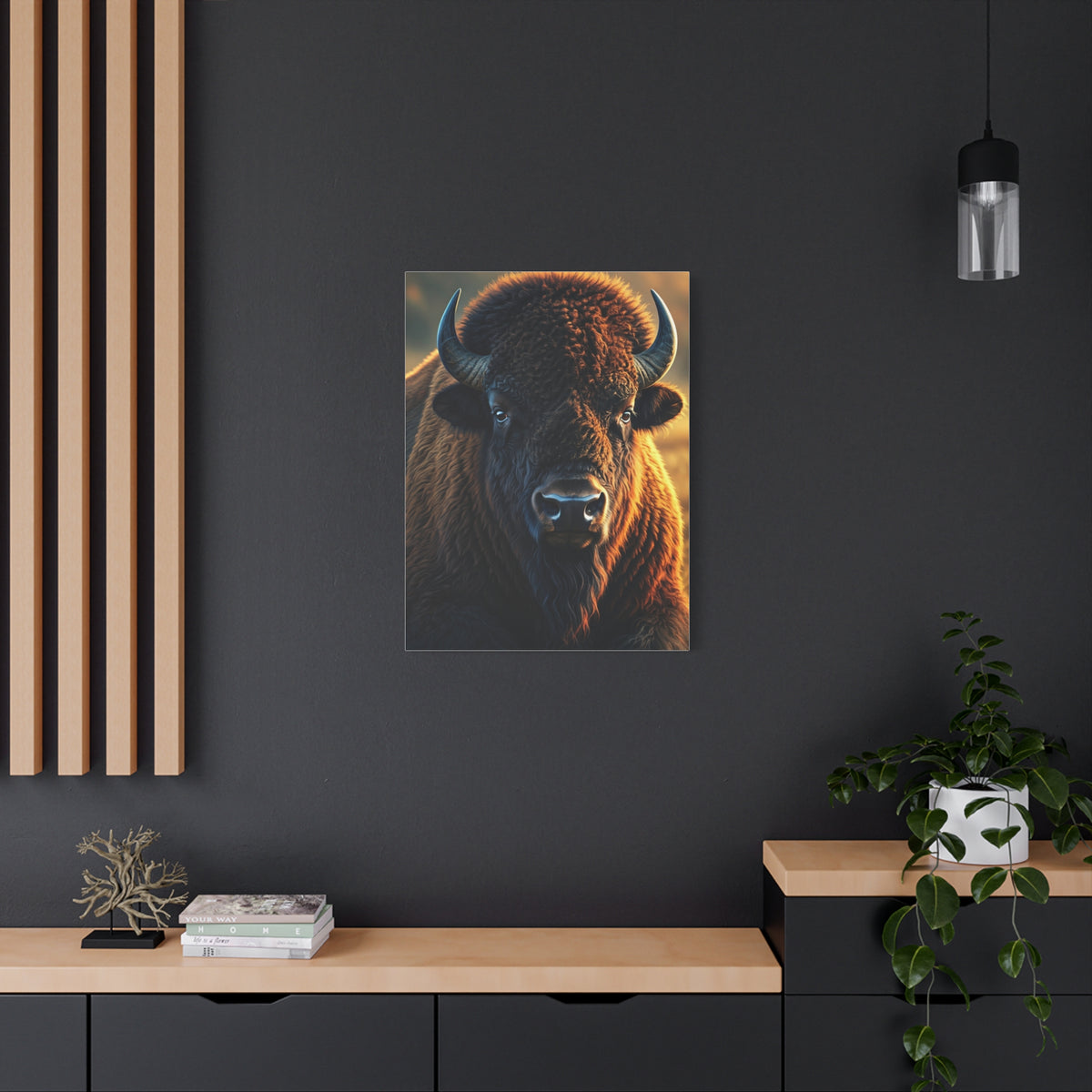 Warm Copper-Toned American Bison Portrait Wall Art & Canvas Print