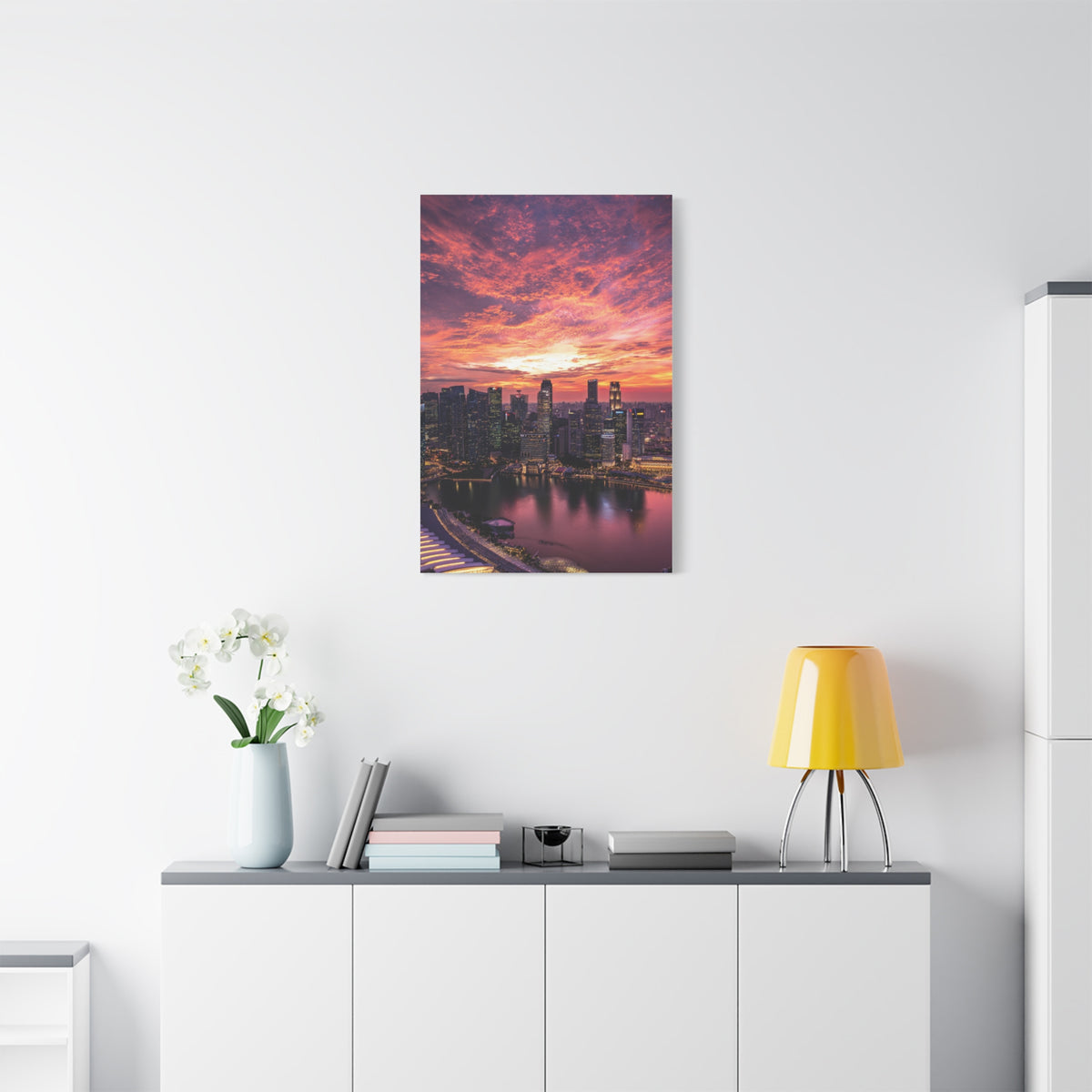 Singapore Skyline Sunset Reflections Wall Art & Canvas Print