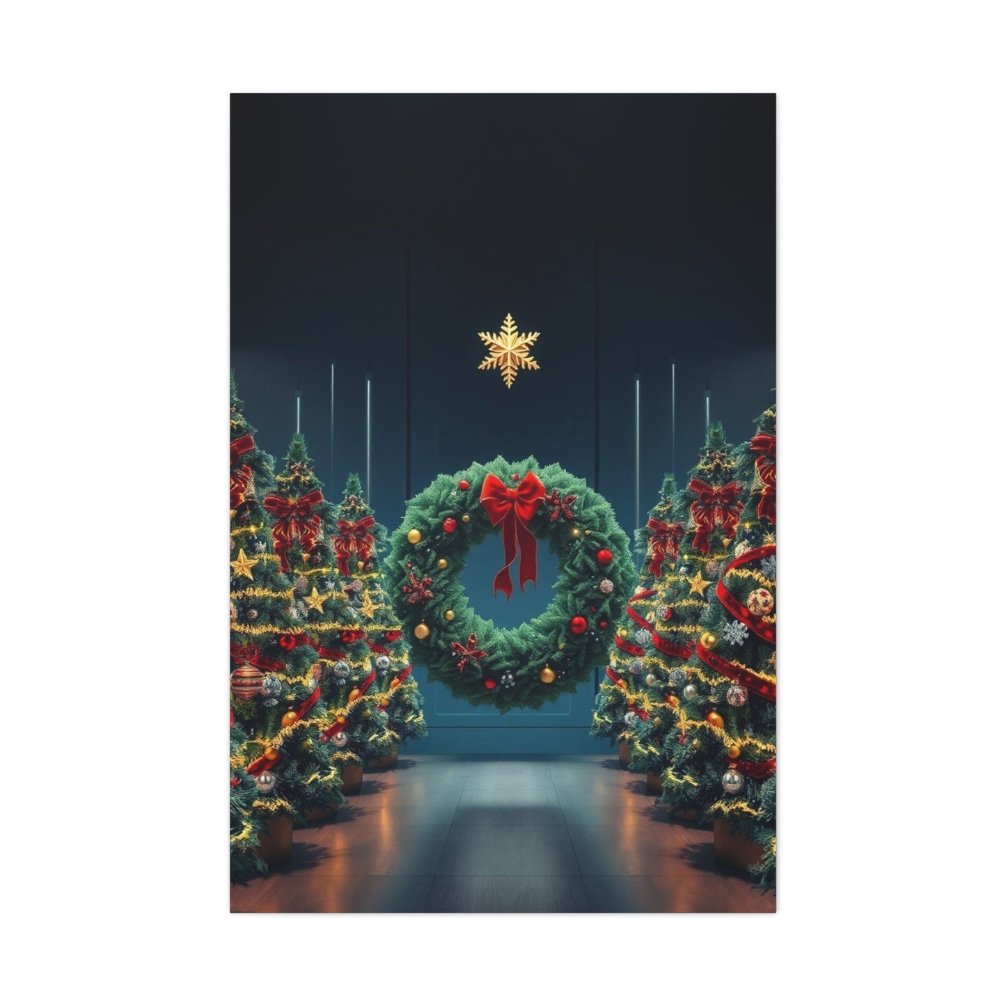 Christmas Trees & Wreath Art Luxury Canvas Wall Art & Canvas Print