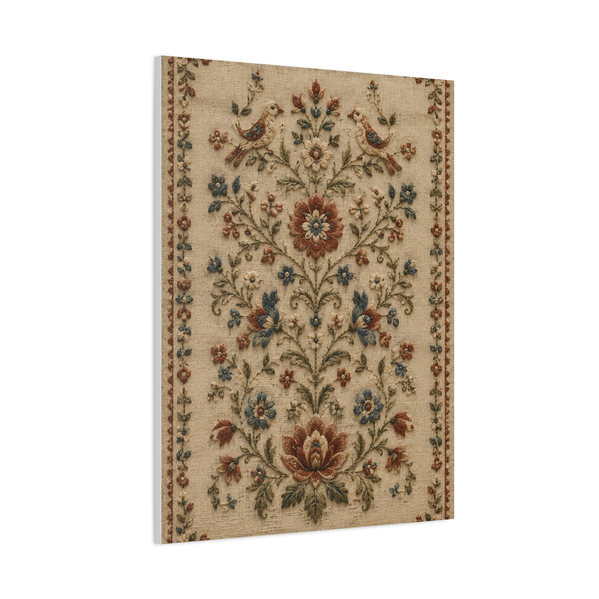 Antique Floral Embroidery Garden Panel Wall Art & Canvas Print