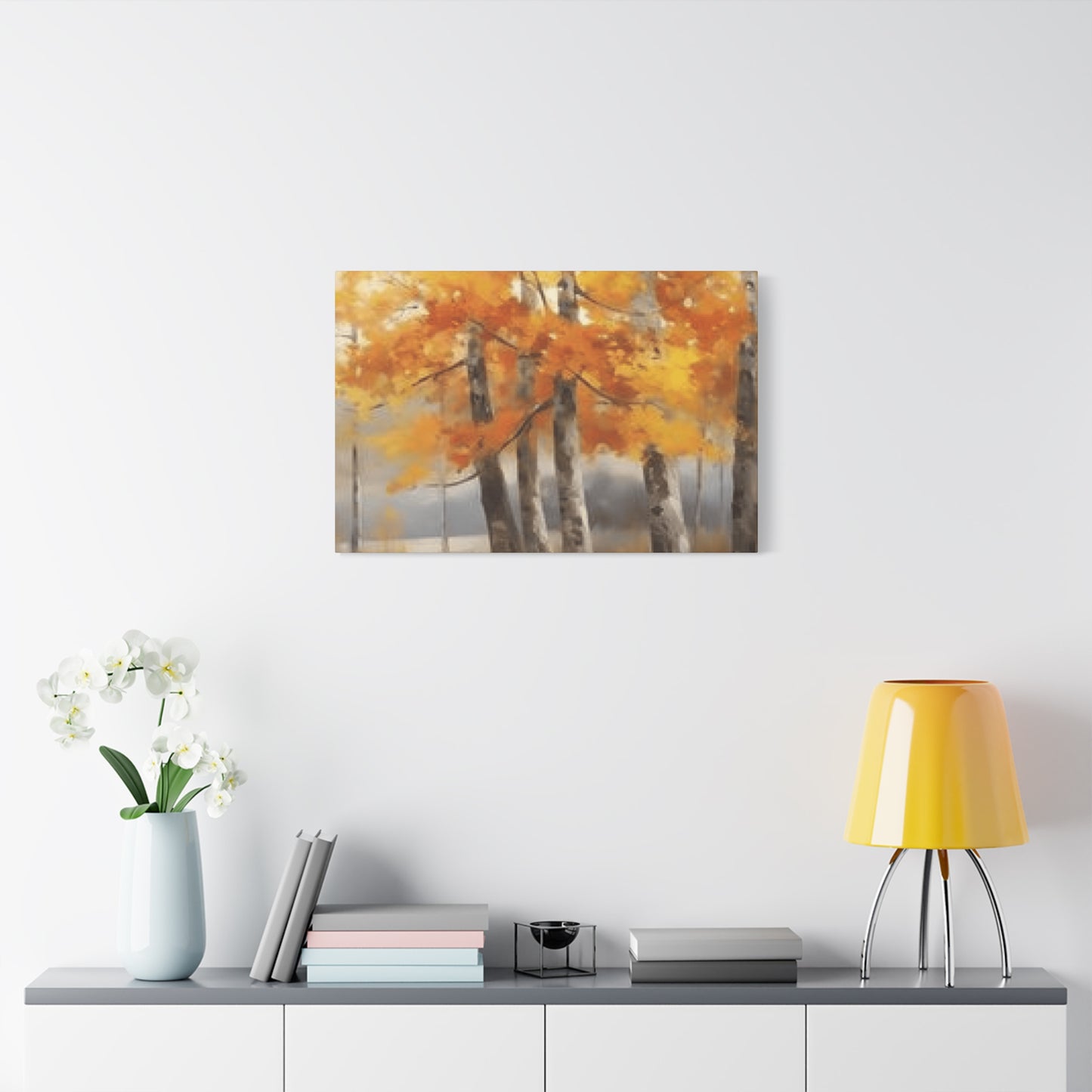 Orange Birch Trees Painting Wall Art & Canvas Prints