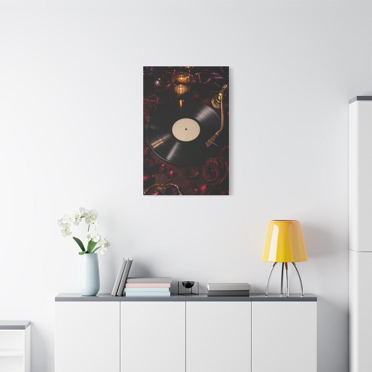 Vinyl Record Candlelit Romance Still Life Wall Art & Canvas Print