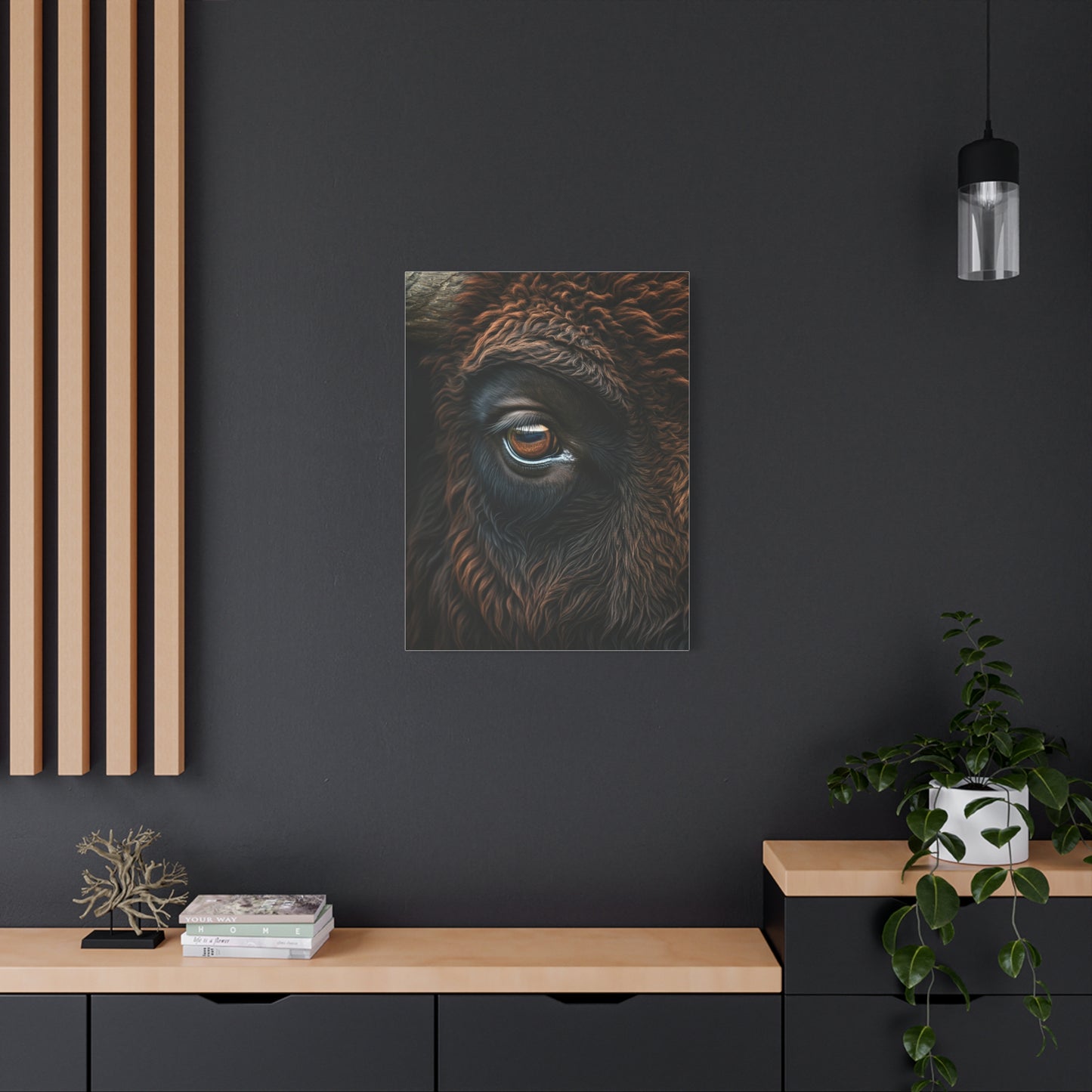 Macro Bison Eye Reflection Portrait Wall Art & Canvas Print
