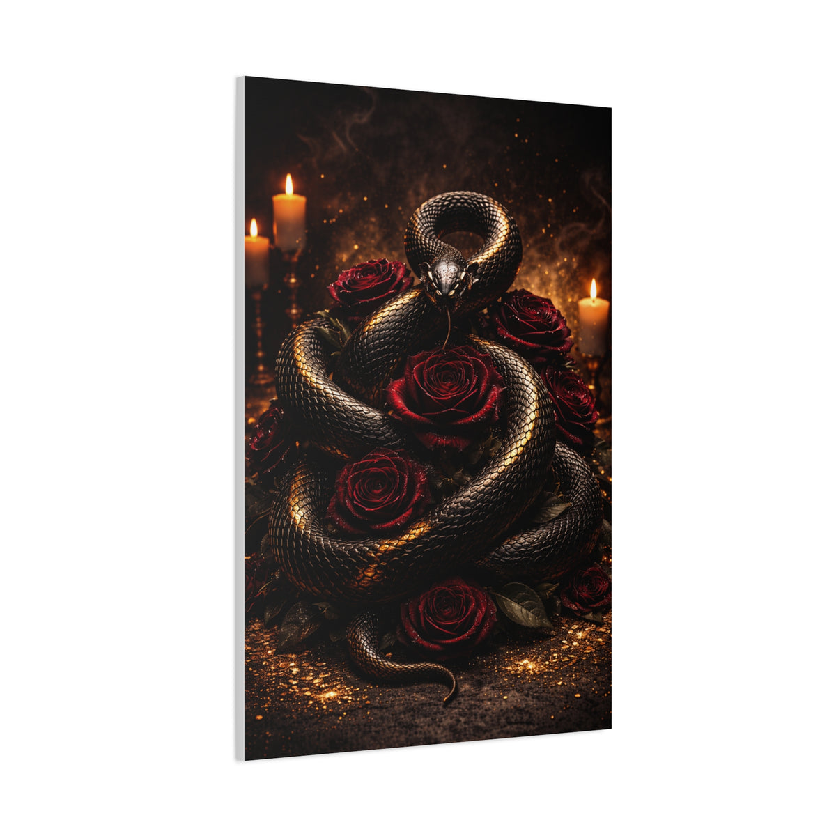 Black Serpent Crimson Rose Gold Wall Art & Canvas Print