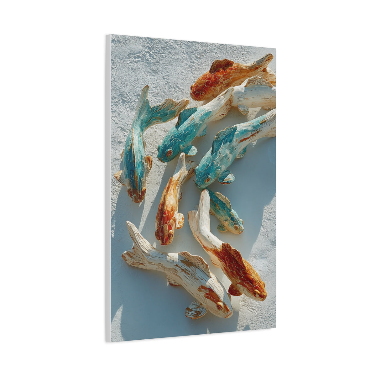 Driftwood School of Fish Coastal Sculpture Wall Art & Canvas Print