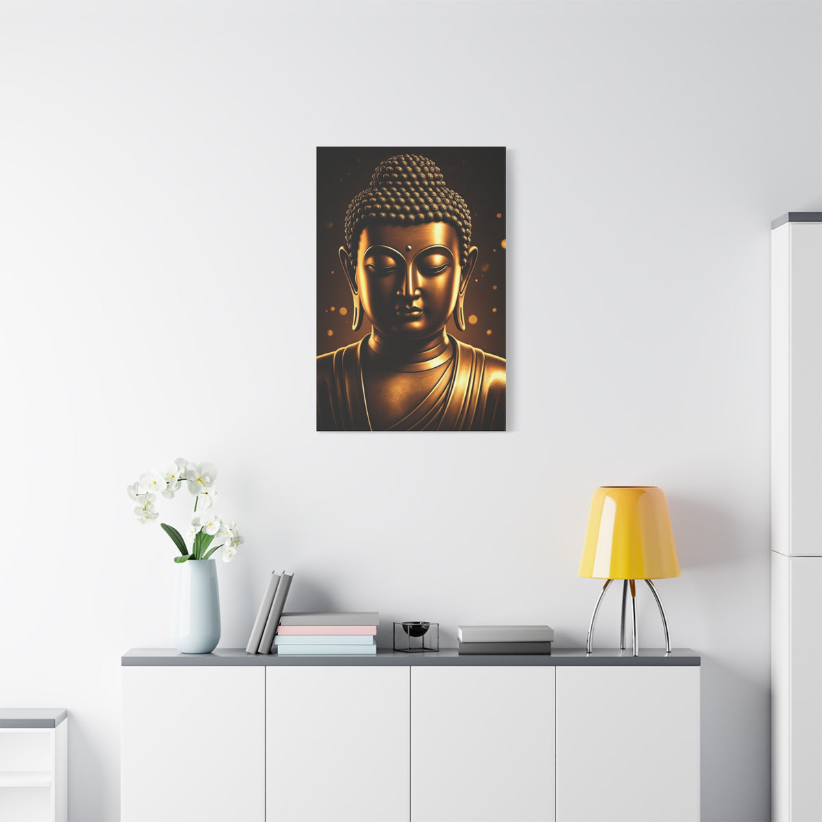 Golden Serenity Buddha Portrait Wall Art & Canvas Prints