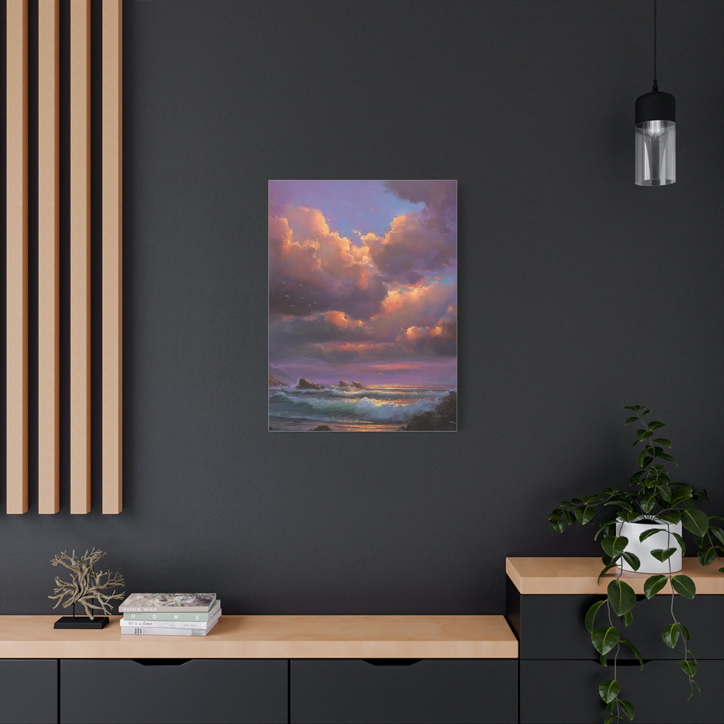Painterly Coastal Sky and Rolling Waves Wall Art & Canvas Print