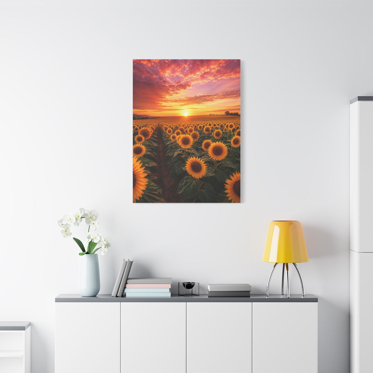 Golden Horizon Sunflower Field Wall Art & Canvas Print