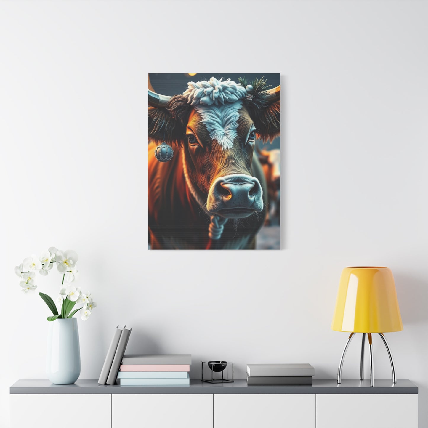 Christmas Cow Art Luxury Canvas Wall Art & Canvas Print