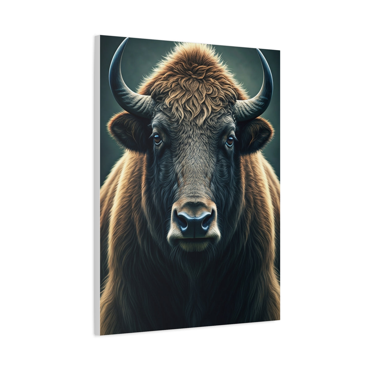 American Bison Frontal Portrait with Dramatic Overcast Lighting Wall Art & Canvas Print
