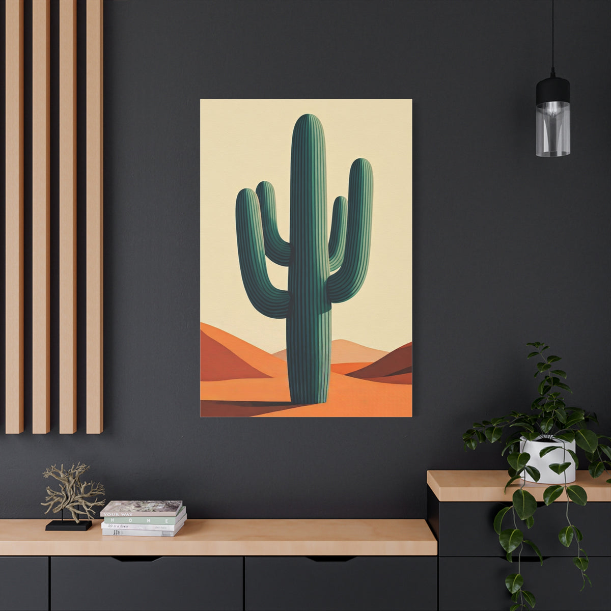 Minimalist Desert Saguaro Landscape Illustration Wall Art & Canvas Prints