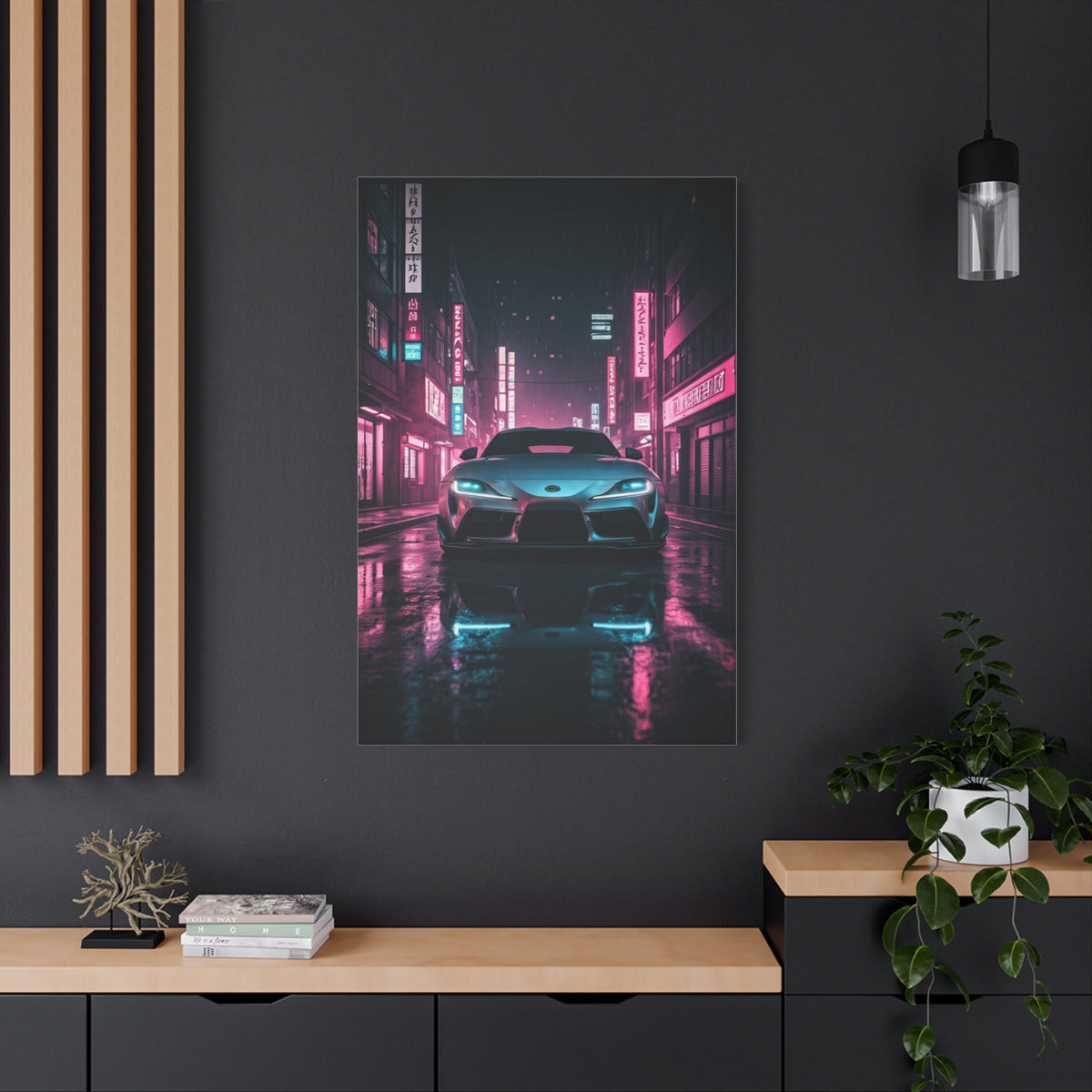 Toyota Supra Mk5 Cyberpunk Street Reflections Wall Art & Canvas Prints