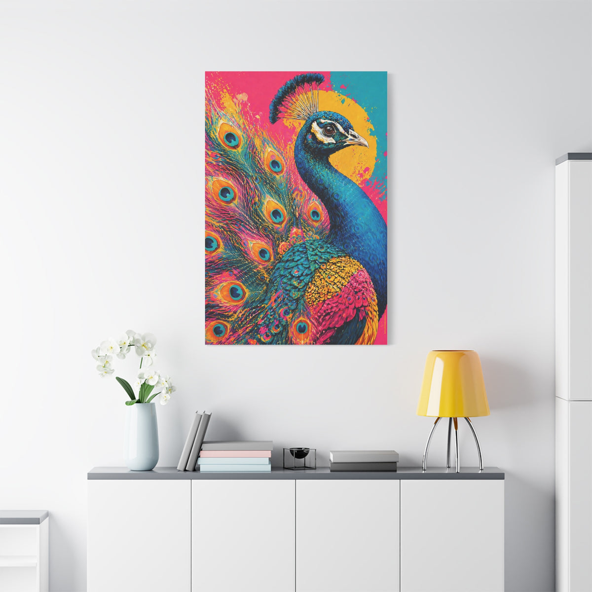 Vibrant Pop Art Peacock Statement Wall Art & Canvas Print