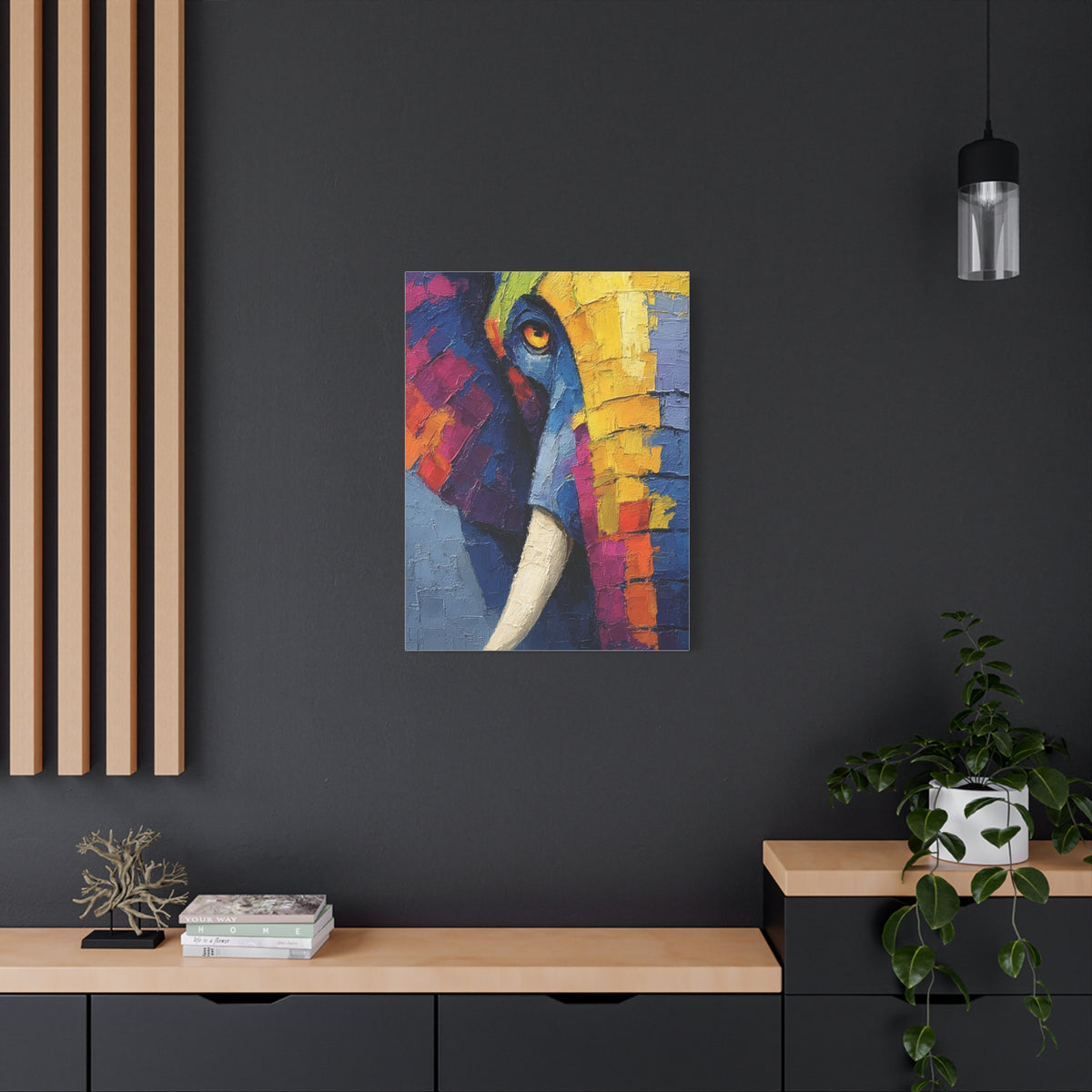 Abstract Color Elephant Impasto Wall Art & Canvas Print