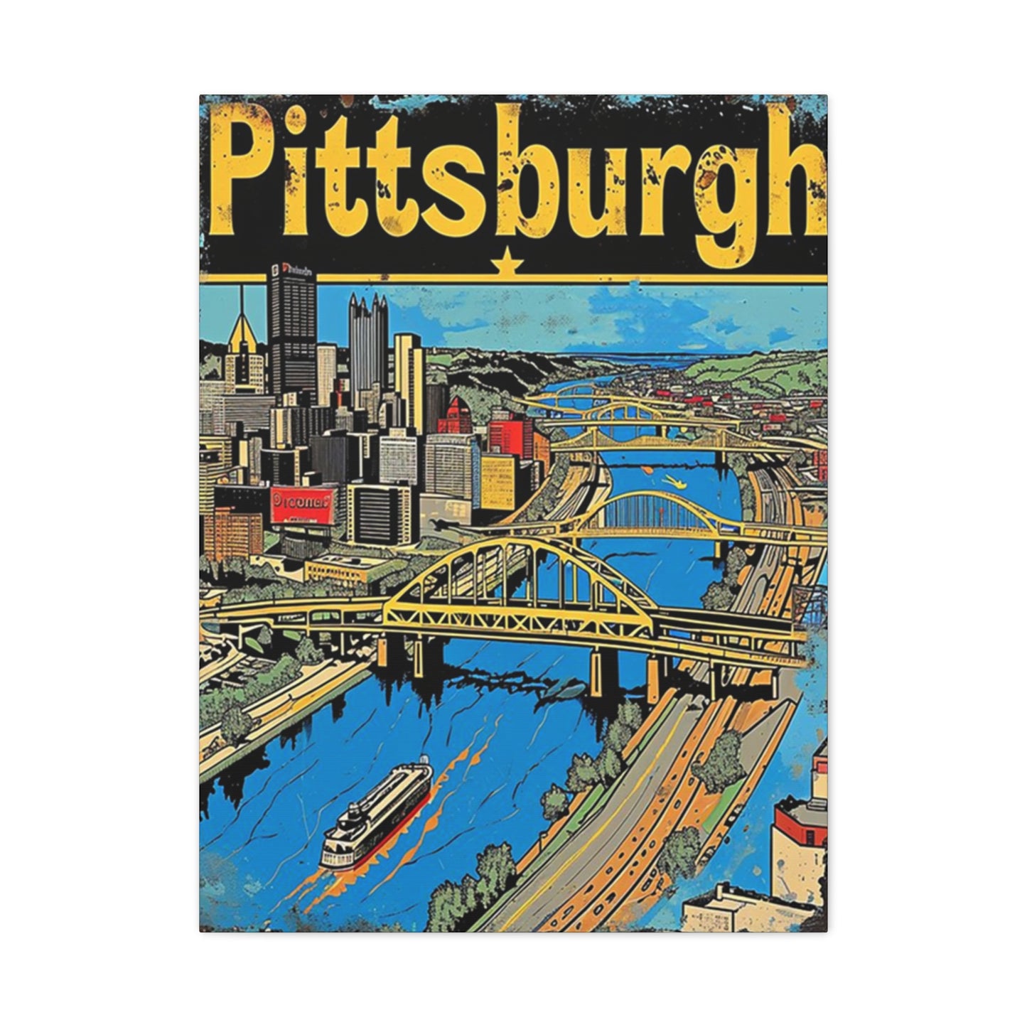 Pittsburgh Graffiti Steel Bridge Poster Wall Art & Canvas Prints