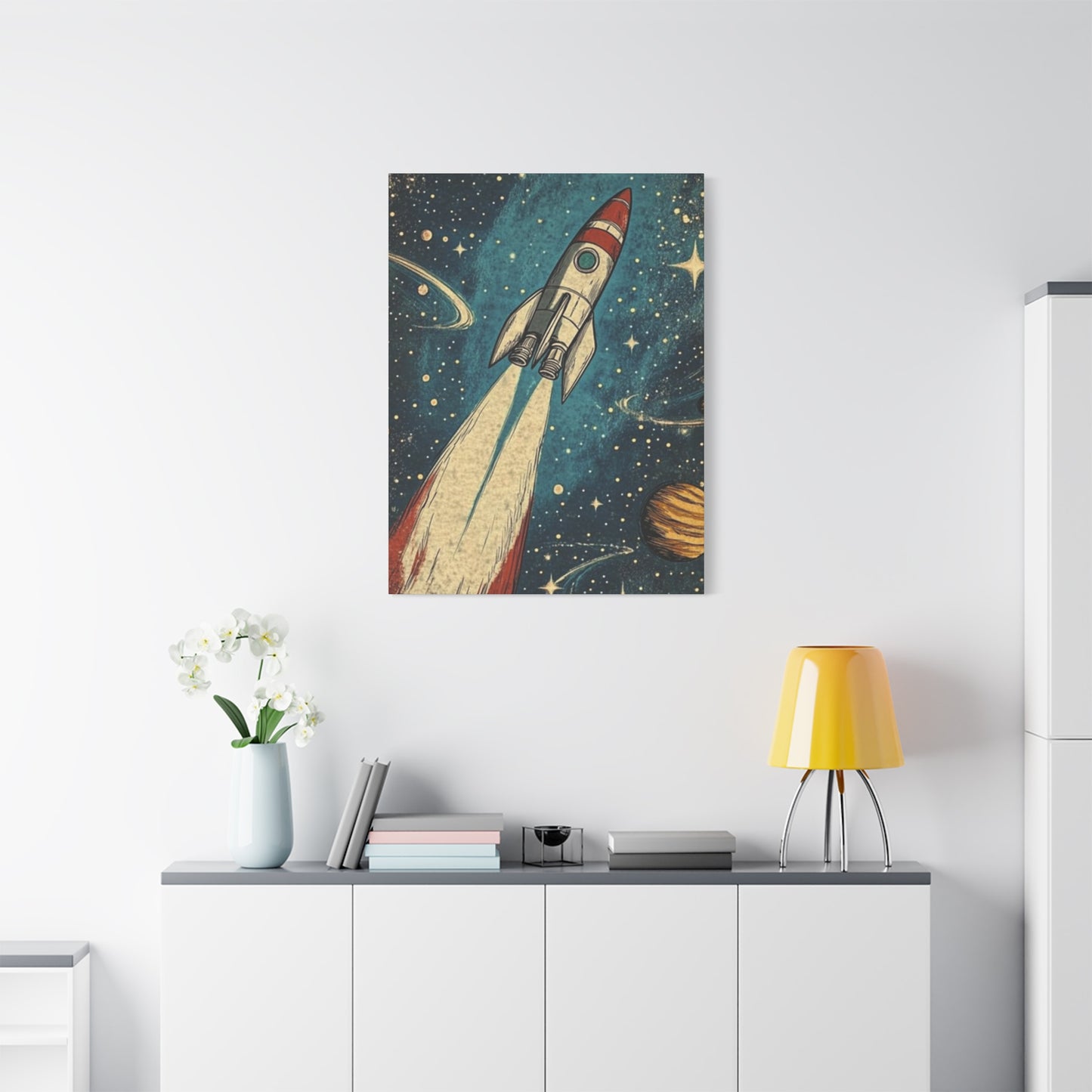 Rocket In Space Poster Wall Art & Canvas Prints