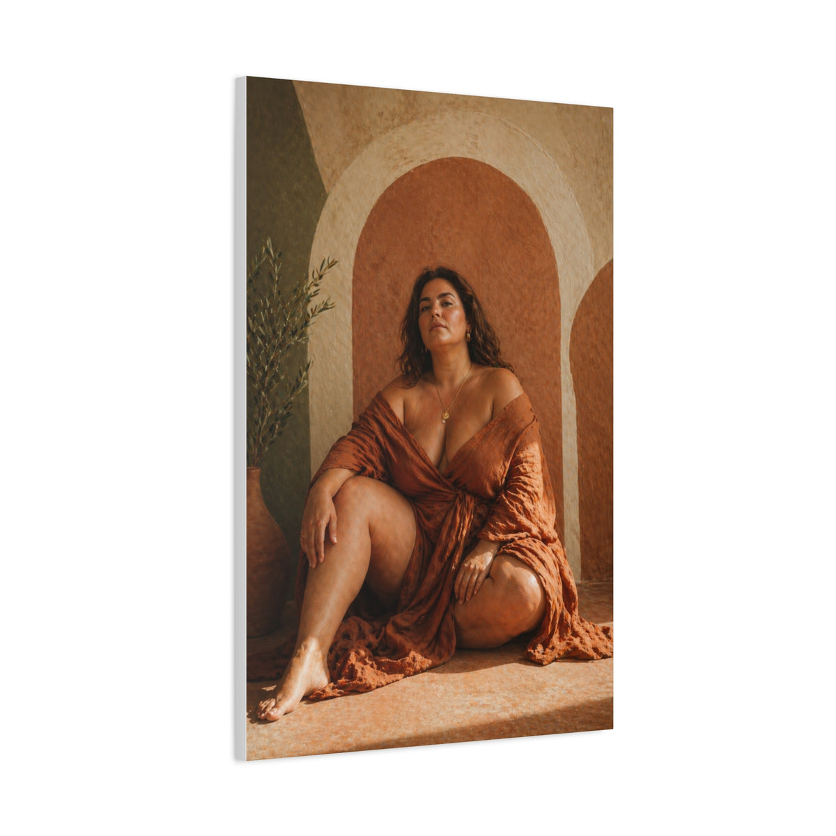 Boho Body-Positive Seated Portrait Wall Art & Canvas Print