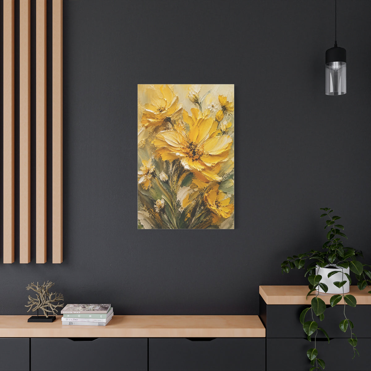 Impasto Golden Floral Texture Composition Wall Art & Canvas Print
