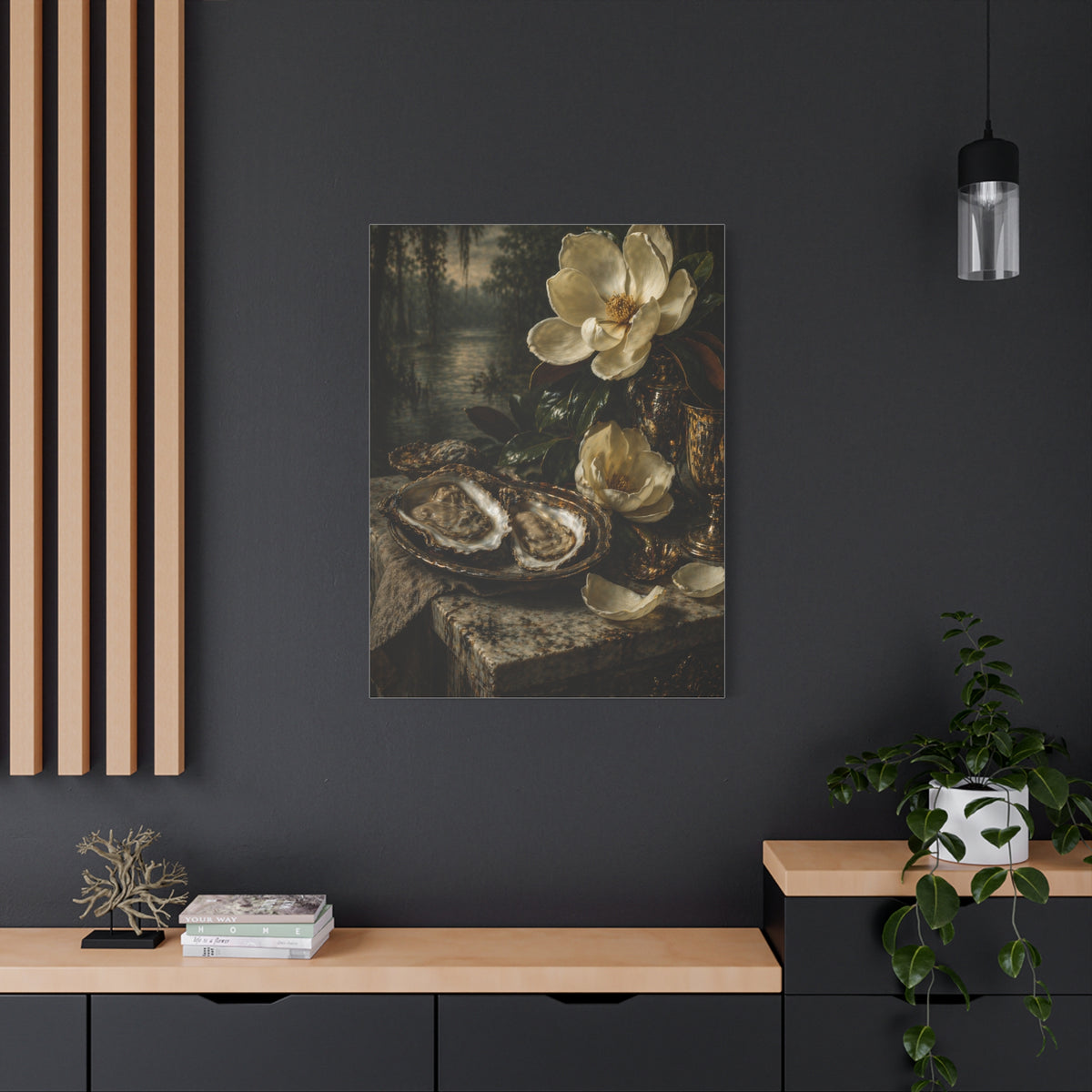 Magnolia & Oyster Still Life Elegance Wall Art & Canvas Print