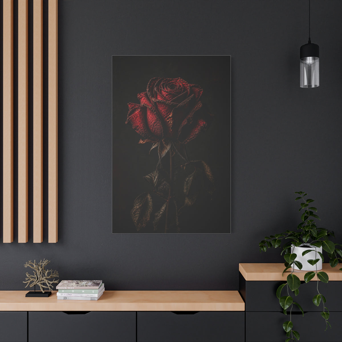 Dark Crimson Rose Still Life Wall Art & Canvas Print