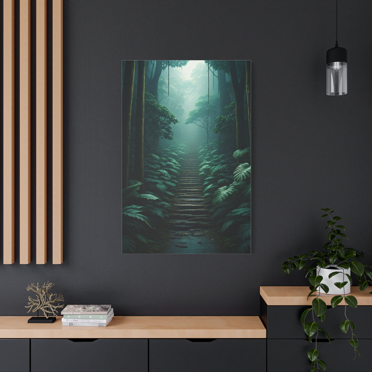 Misty Forest Stairway Path Wall Art & Canvas Prints