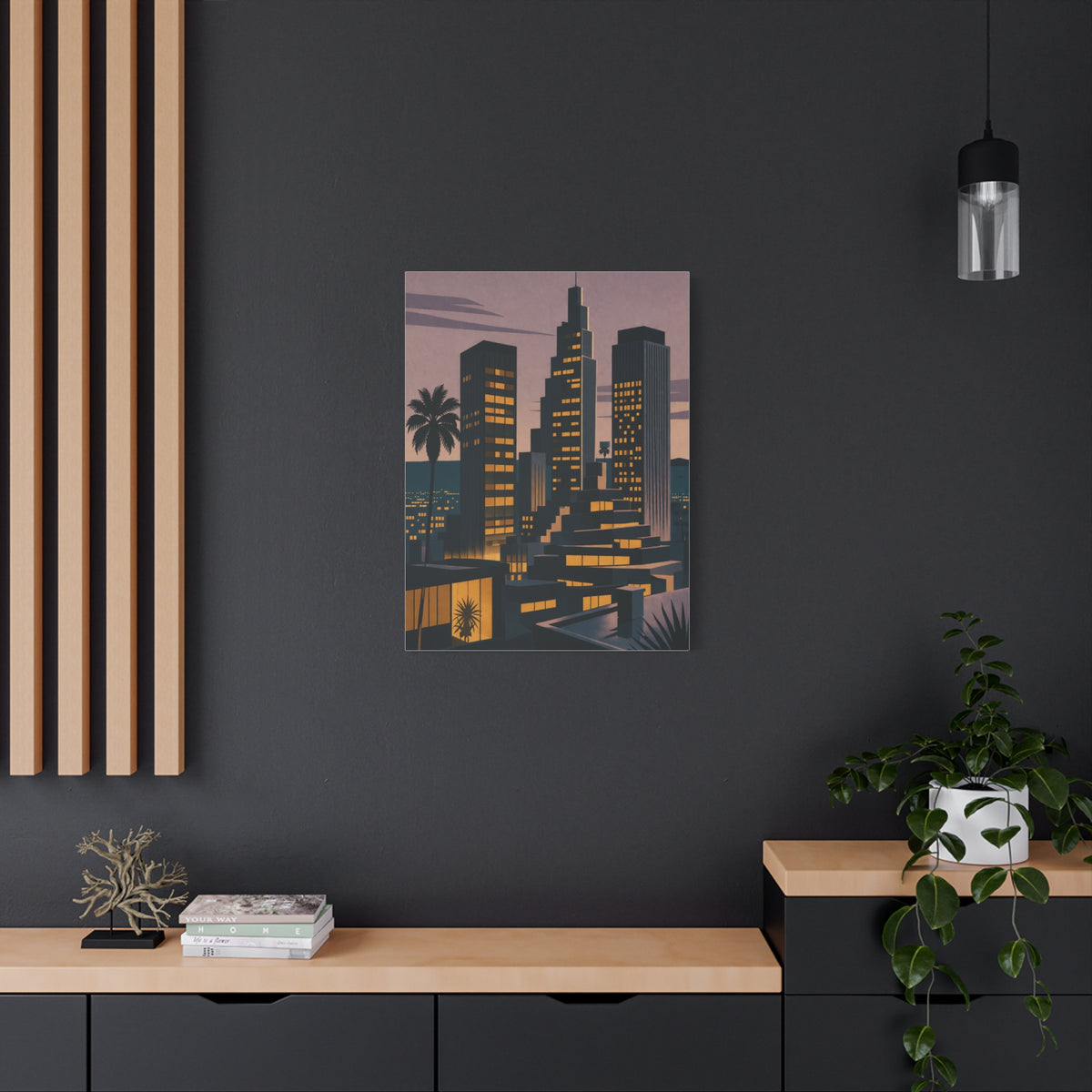 Retro Modern Skyline Dusk Wall Art & Canvas Print