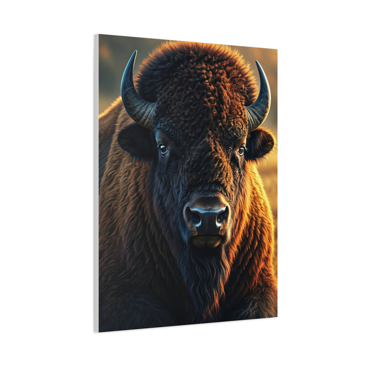 Warm Copper-Toned American Bison Portrait Wall Art & Canvas Print