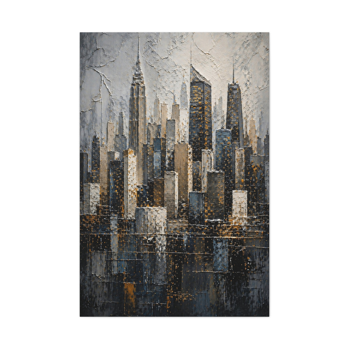 Textured City Skyline Impasto Wall Art & Canvas Print
