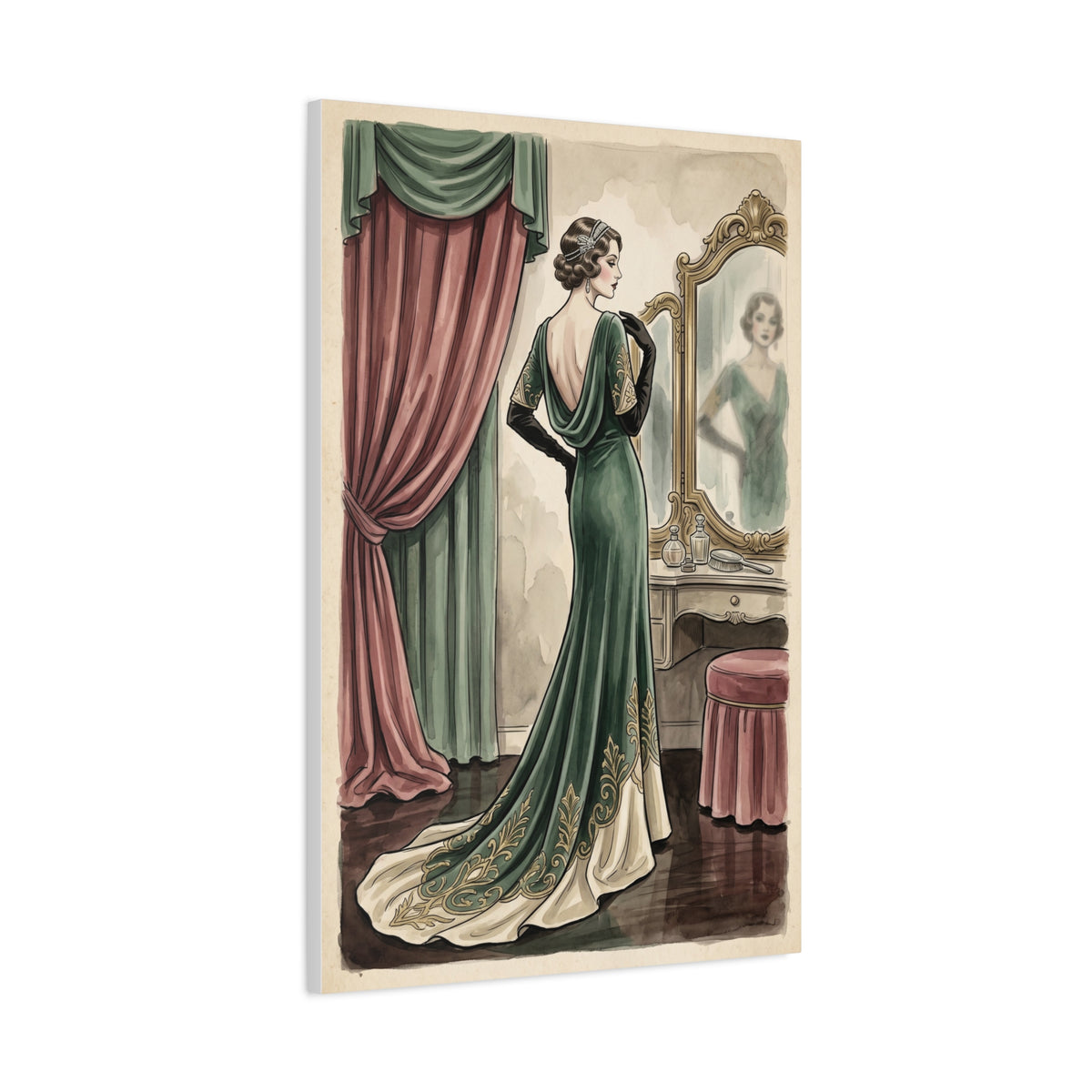 Vintage Fashion Atelier Illustration Wall Art & Canvas Print