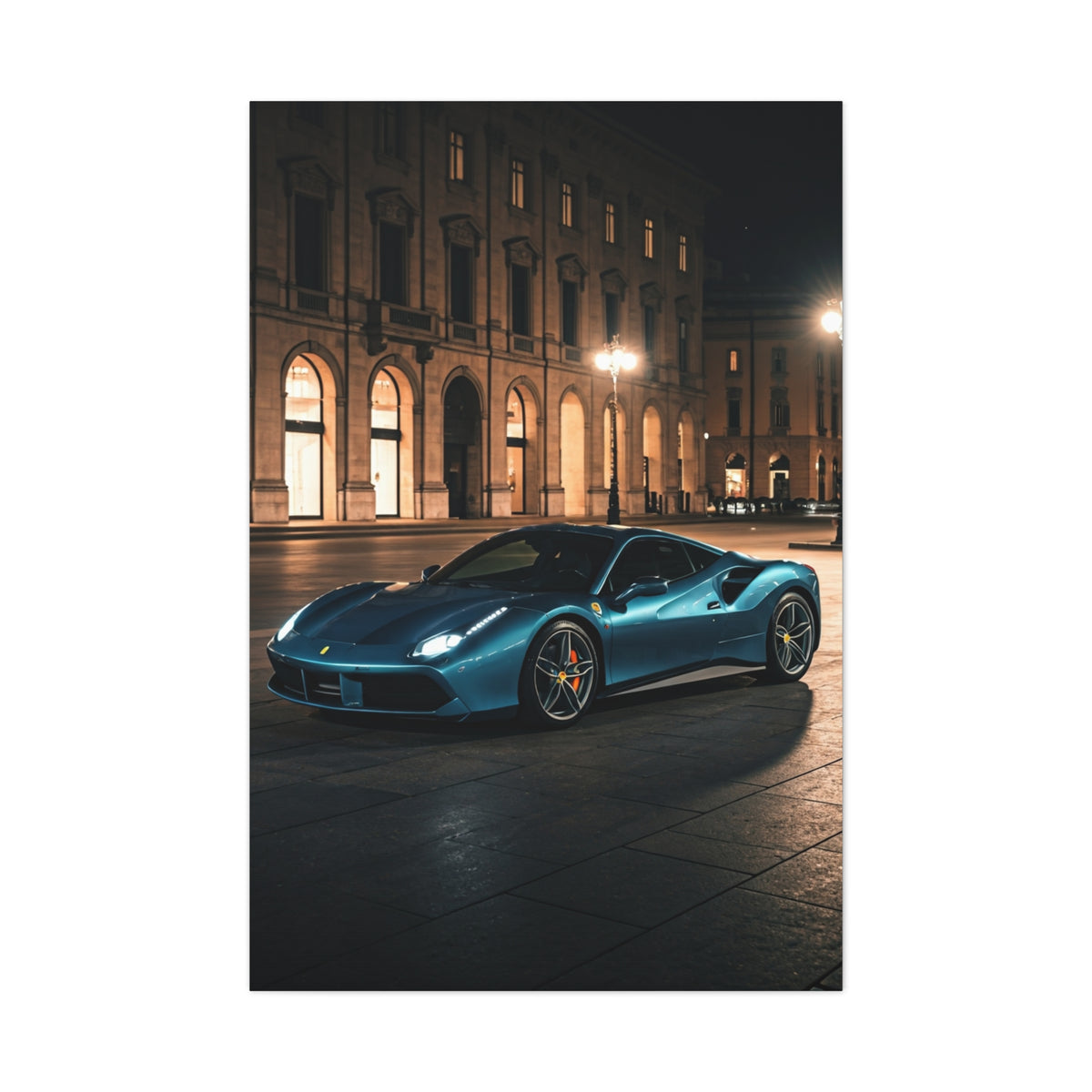 Ferrari 488 GTB Night City Square Wall Art & Canvas Prints