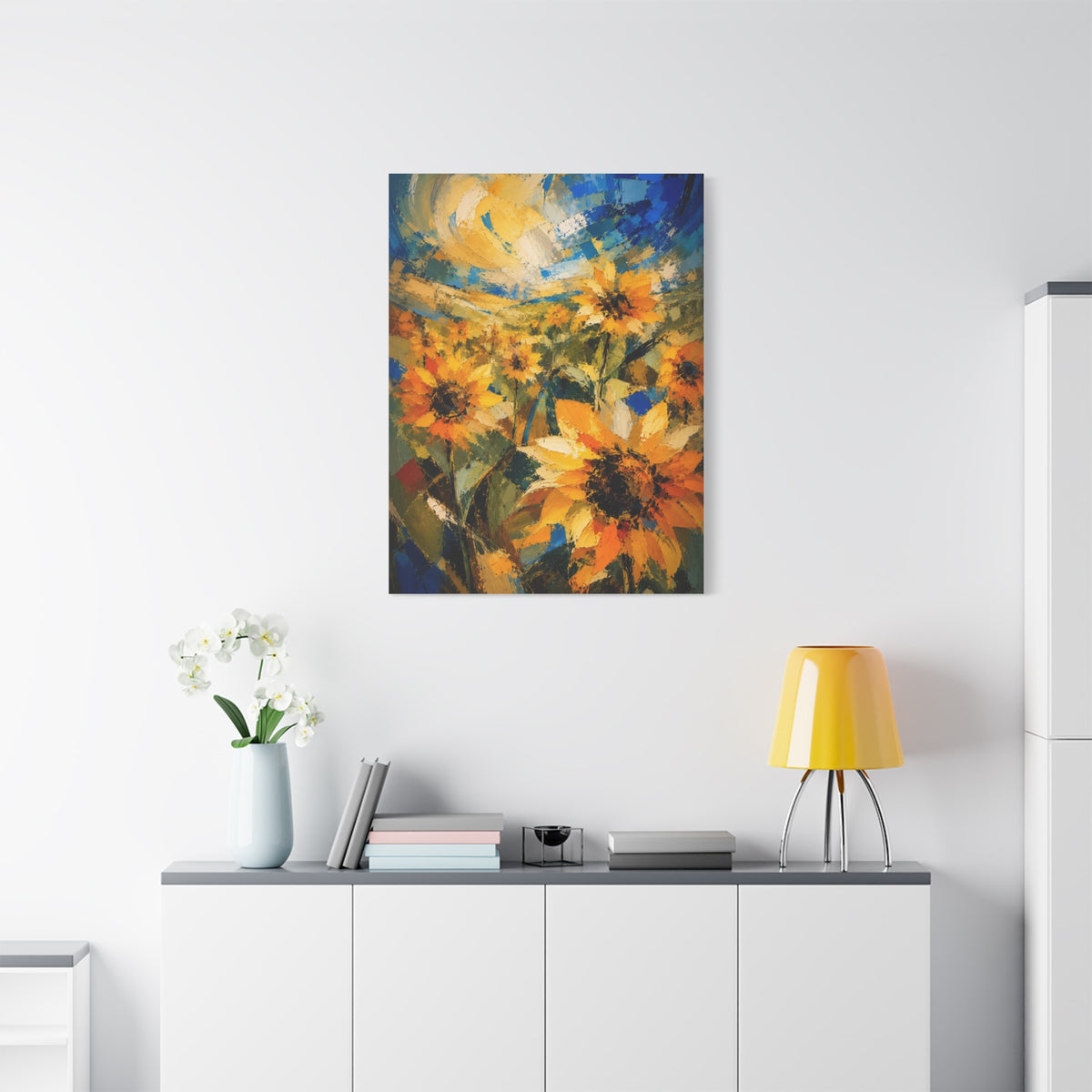Abstract Expressionist Sunflower Field Wall Art & Canvas Print