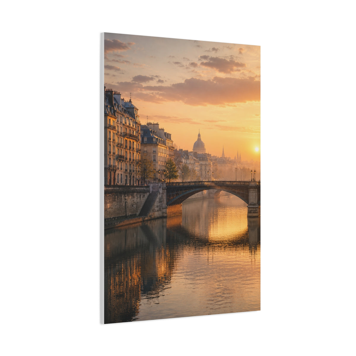 Paris Along the Seine Sunrise Wall Art & Canvas Print