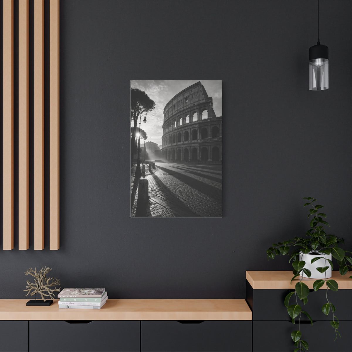 Colosseum Morning Light Monochrome Wall Art & Canvas Print