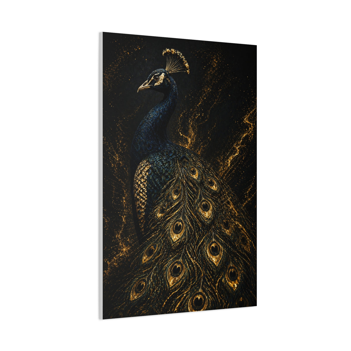 Black and Gold Regal Peacock Wall Art & Canvas Print