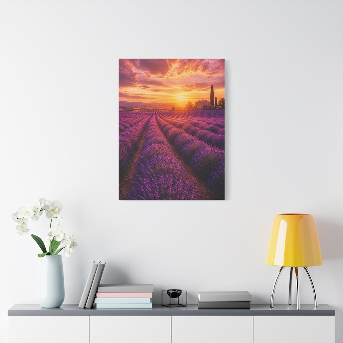 Lavender Fields Sunset Landscape Wall Art & Canvas Print
