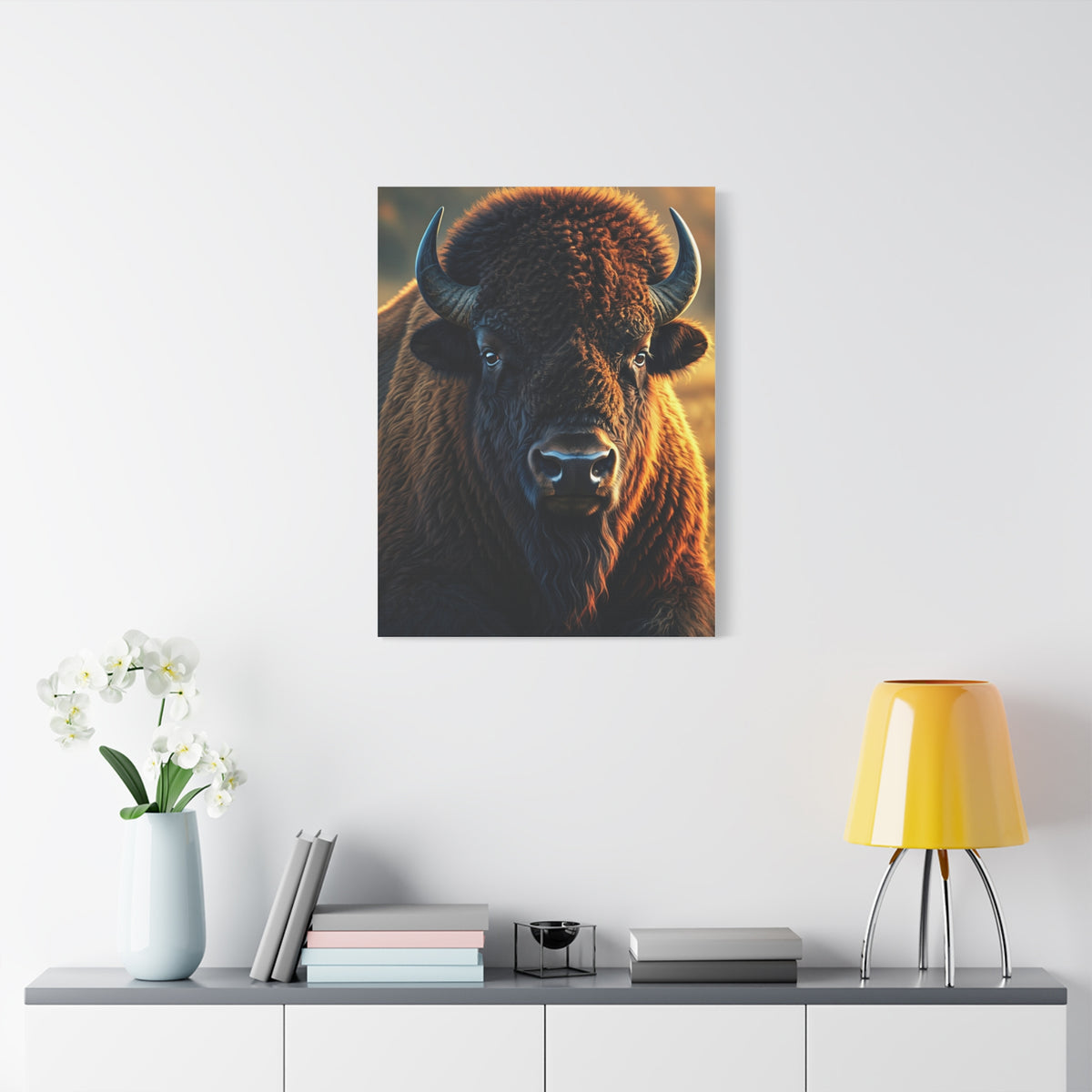 Warm Copper-Toned American Bison Portrait Wall Art & Canvas Print